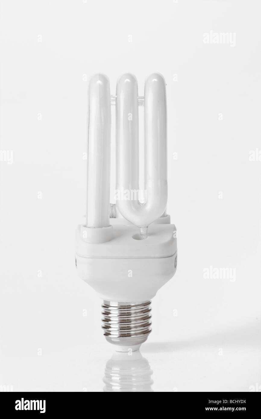 fluorescent light bulb on white background Stock Photo Alamy