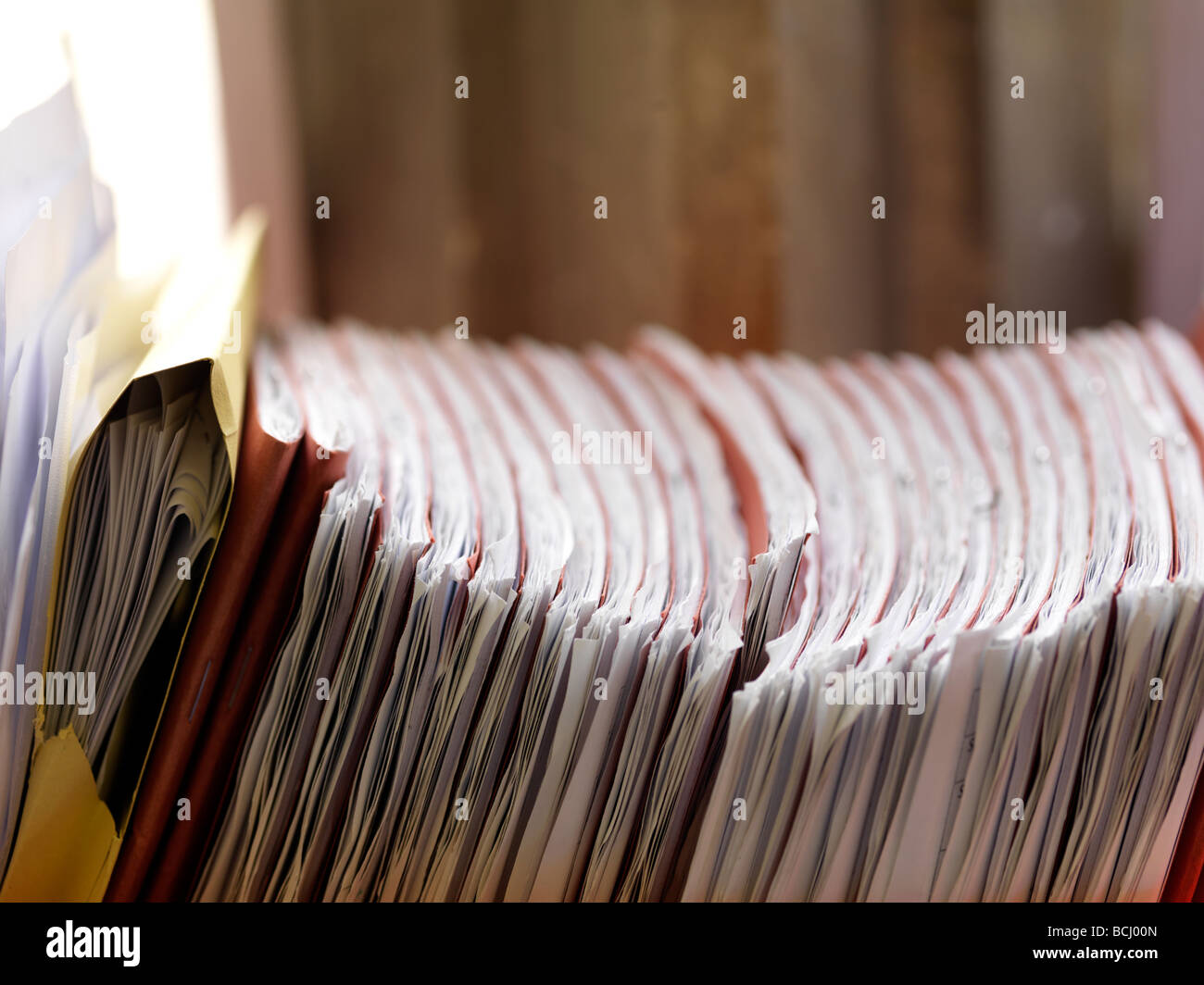 row of school work books Stock Photo