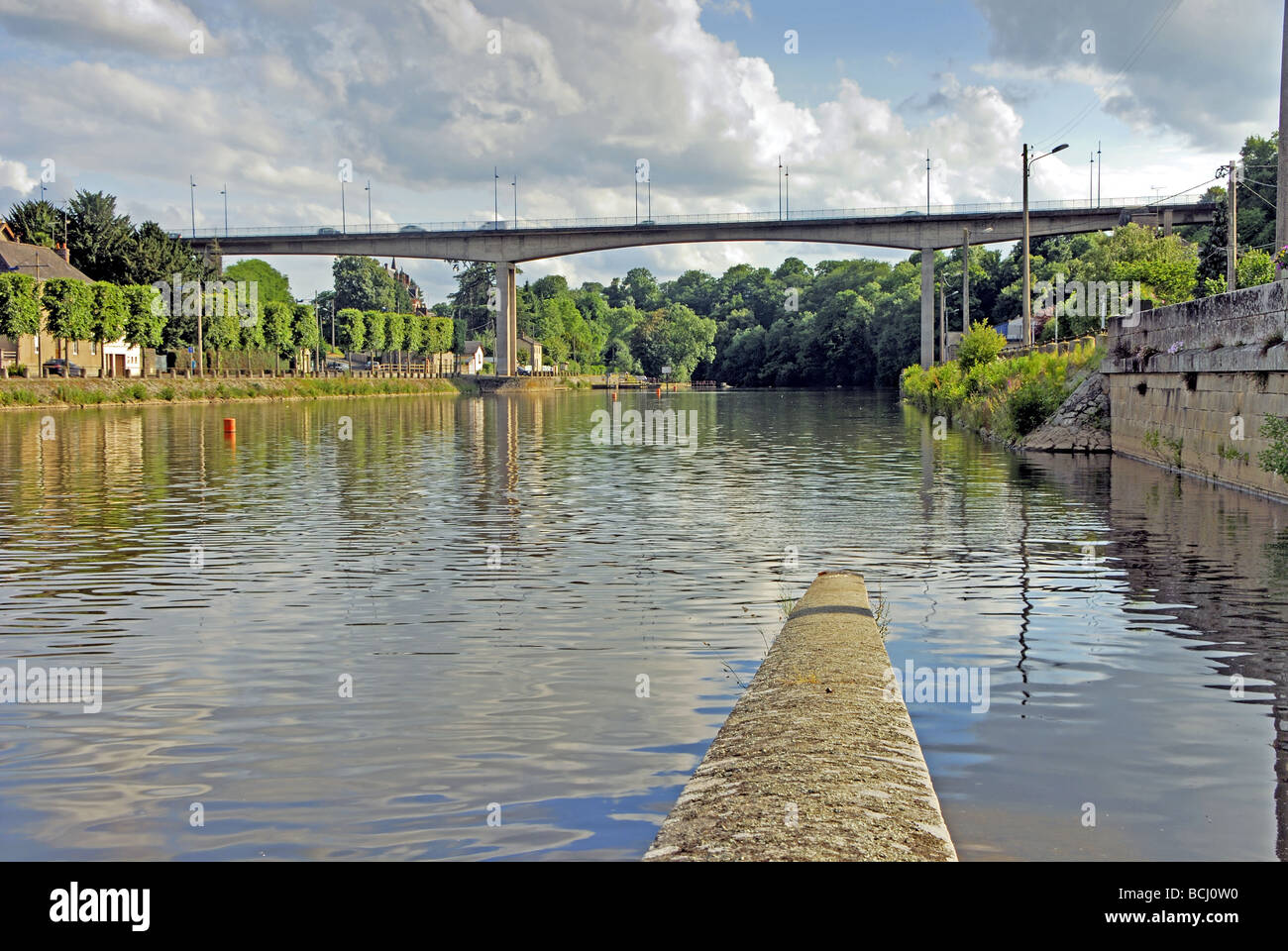 Bridge over River Mayenne Stock Photo