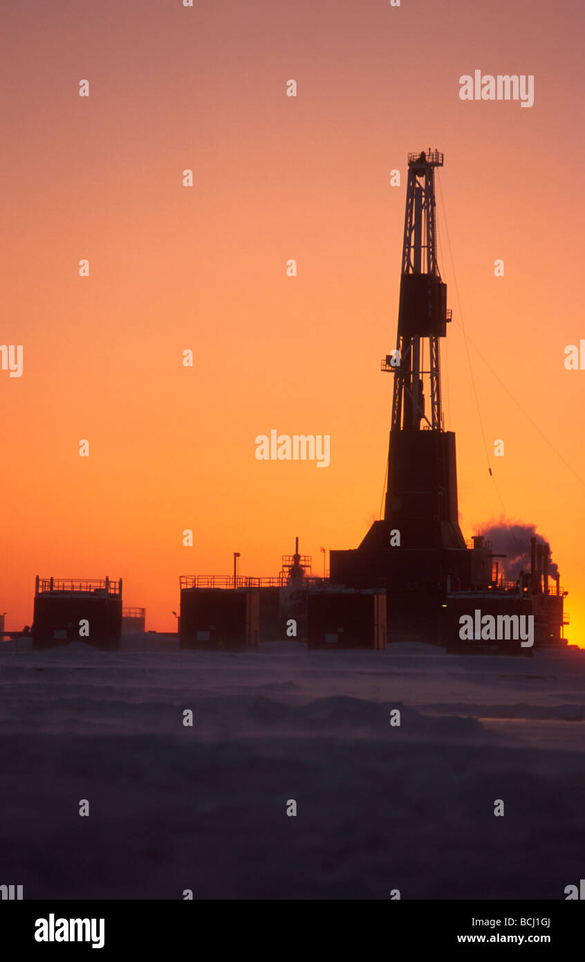 Drill Rigs and Pipes North Slope Arctic Alaska Stock Photo