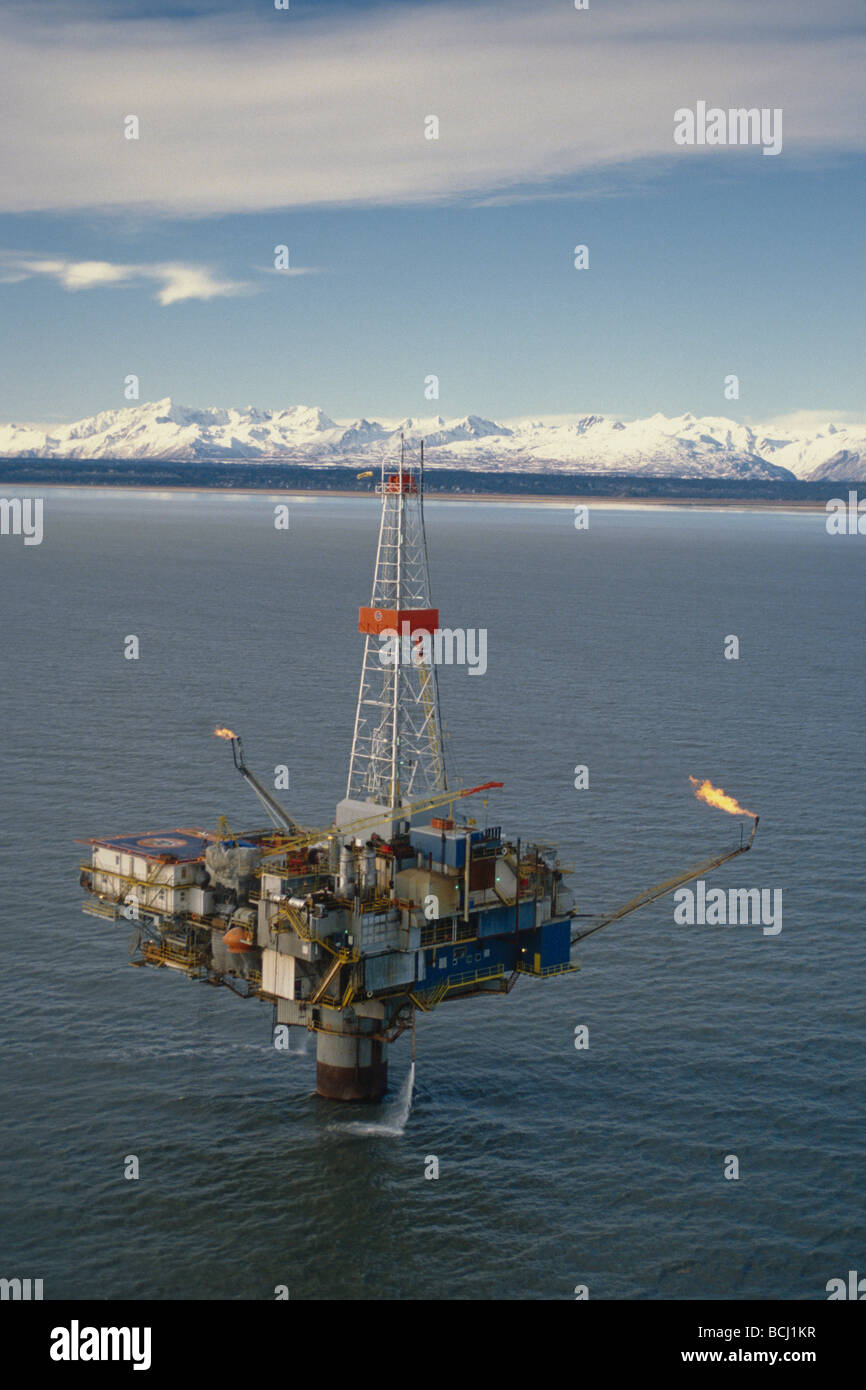 Unocal Oil Rig Platform in Cook Inlet KP Alaska Stock Photo