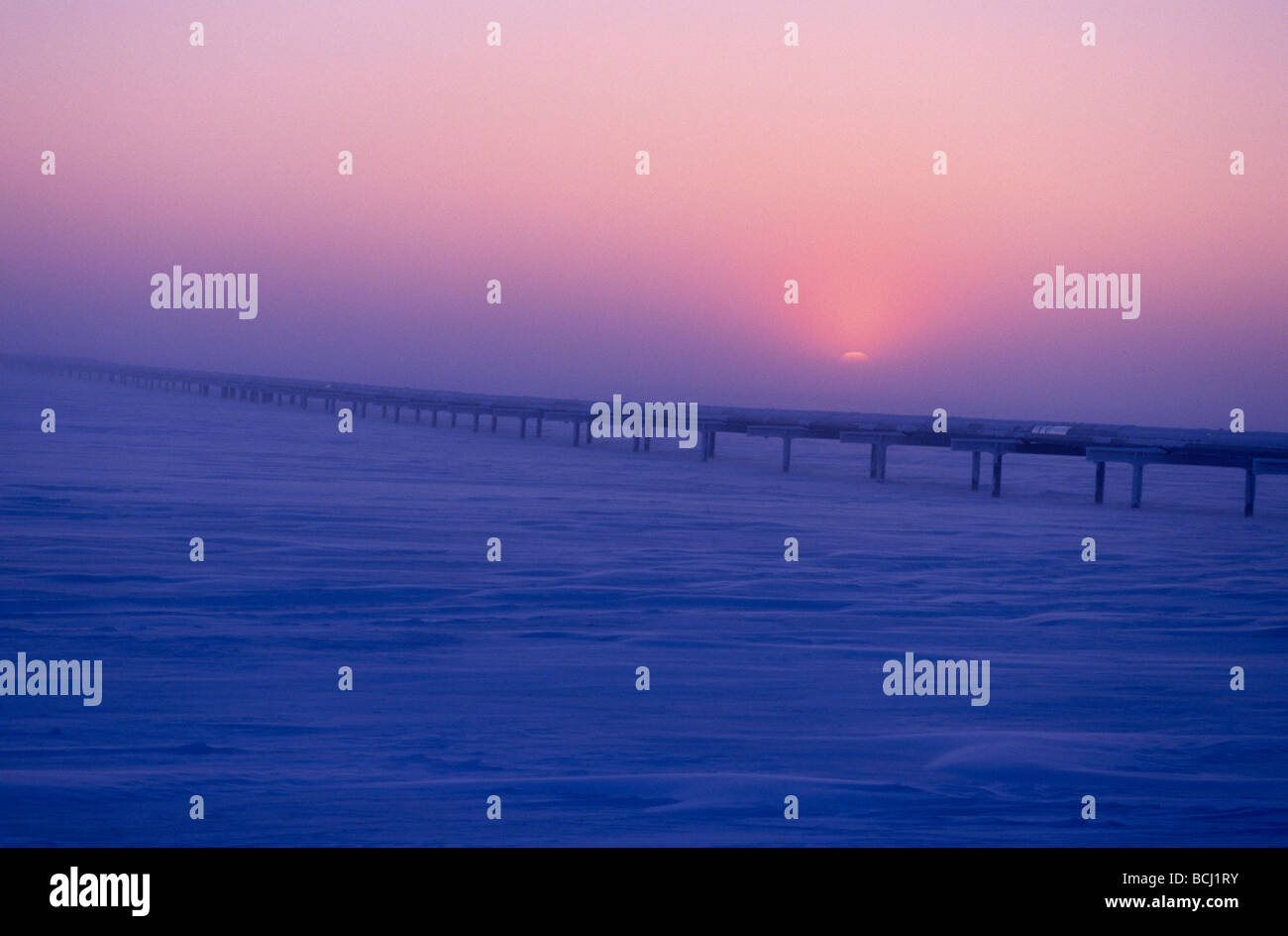 Oil Pipeline at Sunset Prudhoe Bay Arctic Alaska Stock Photo Alamy