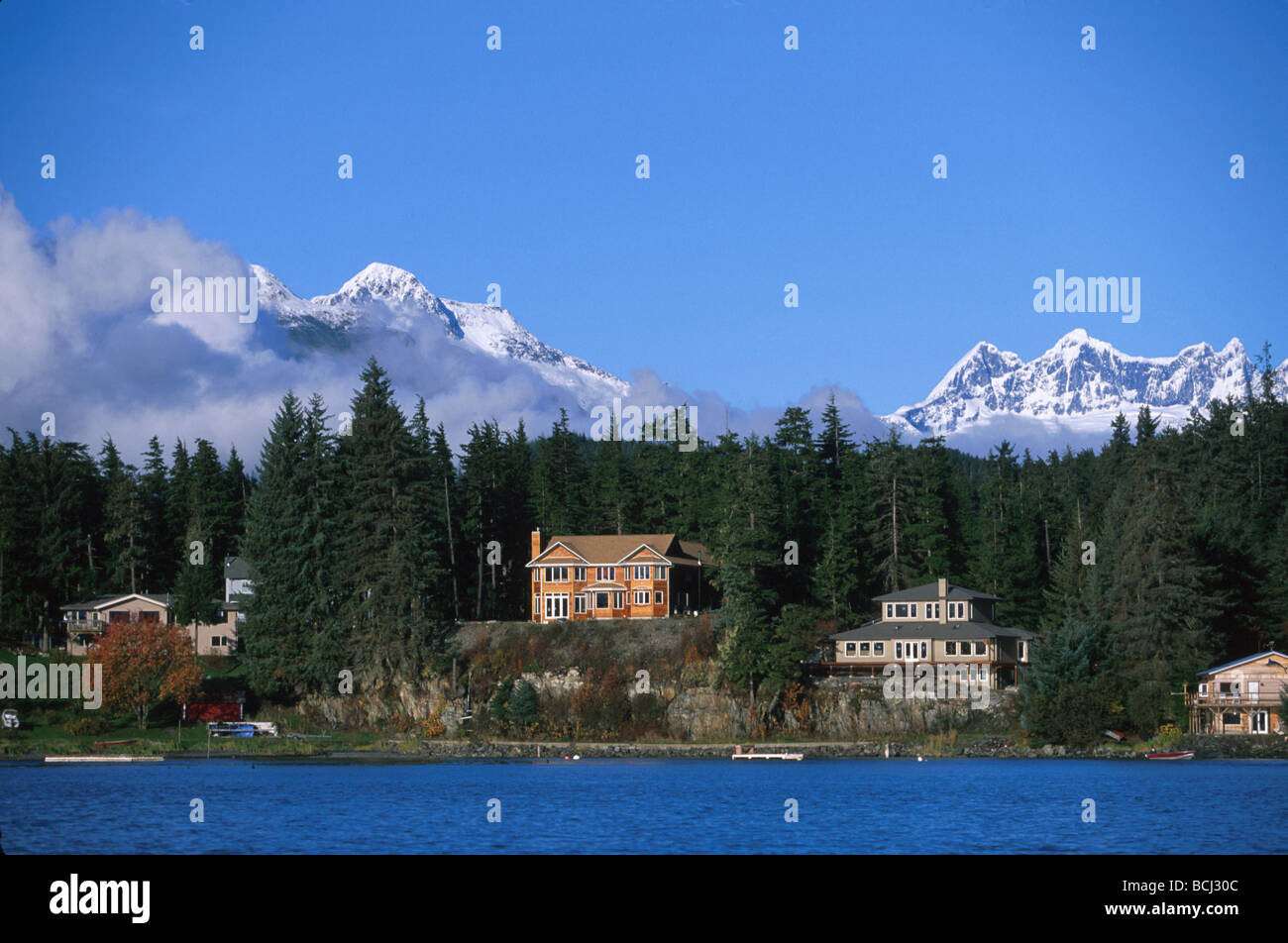 Homes Along Auke Bay Juneau SE Alaska Summer Stock Photo Alamy