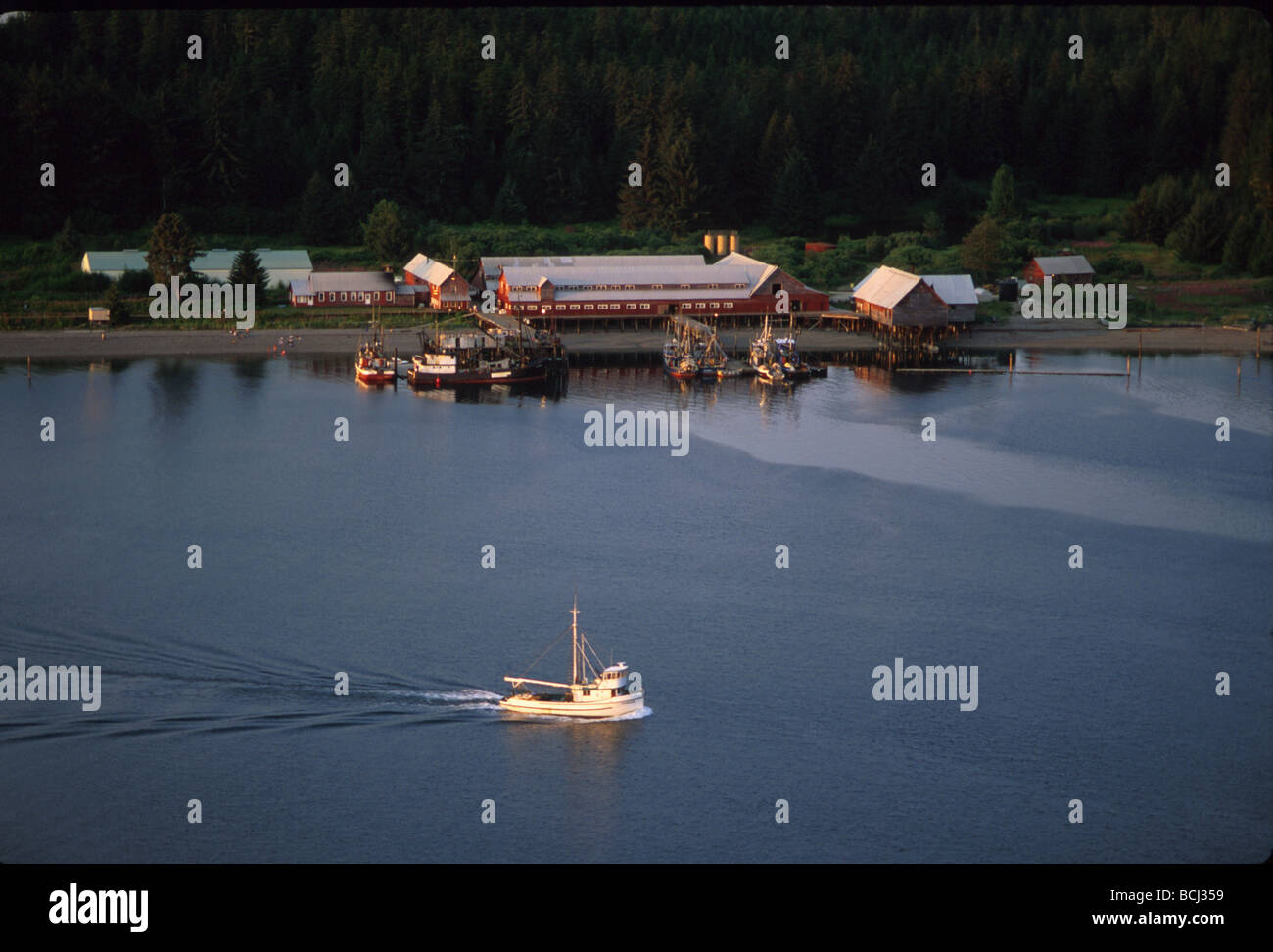 Cannery & Ferry Port Frederick Hoonah SE AK summer scenic Stock Photo