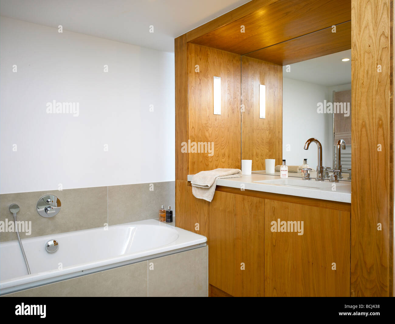 Ensuite of renovated chicken shed Stock Photo