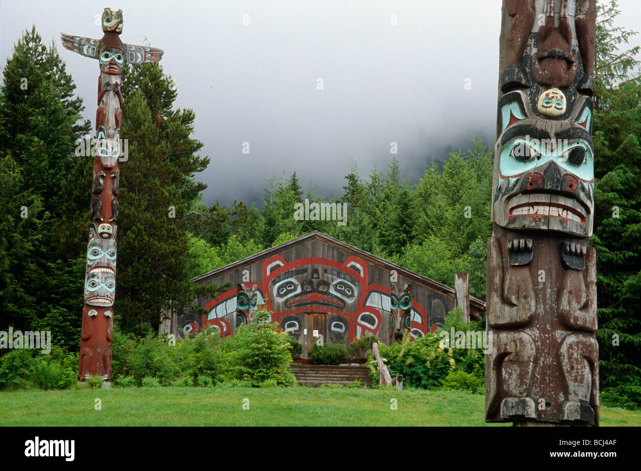 Totem Poles @ Saxman Village Ketchikan AK SE Summer Stock Photo - Alamy