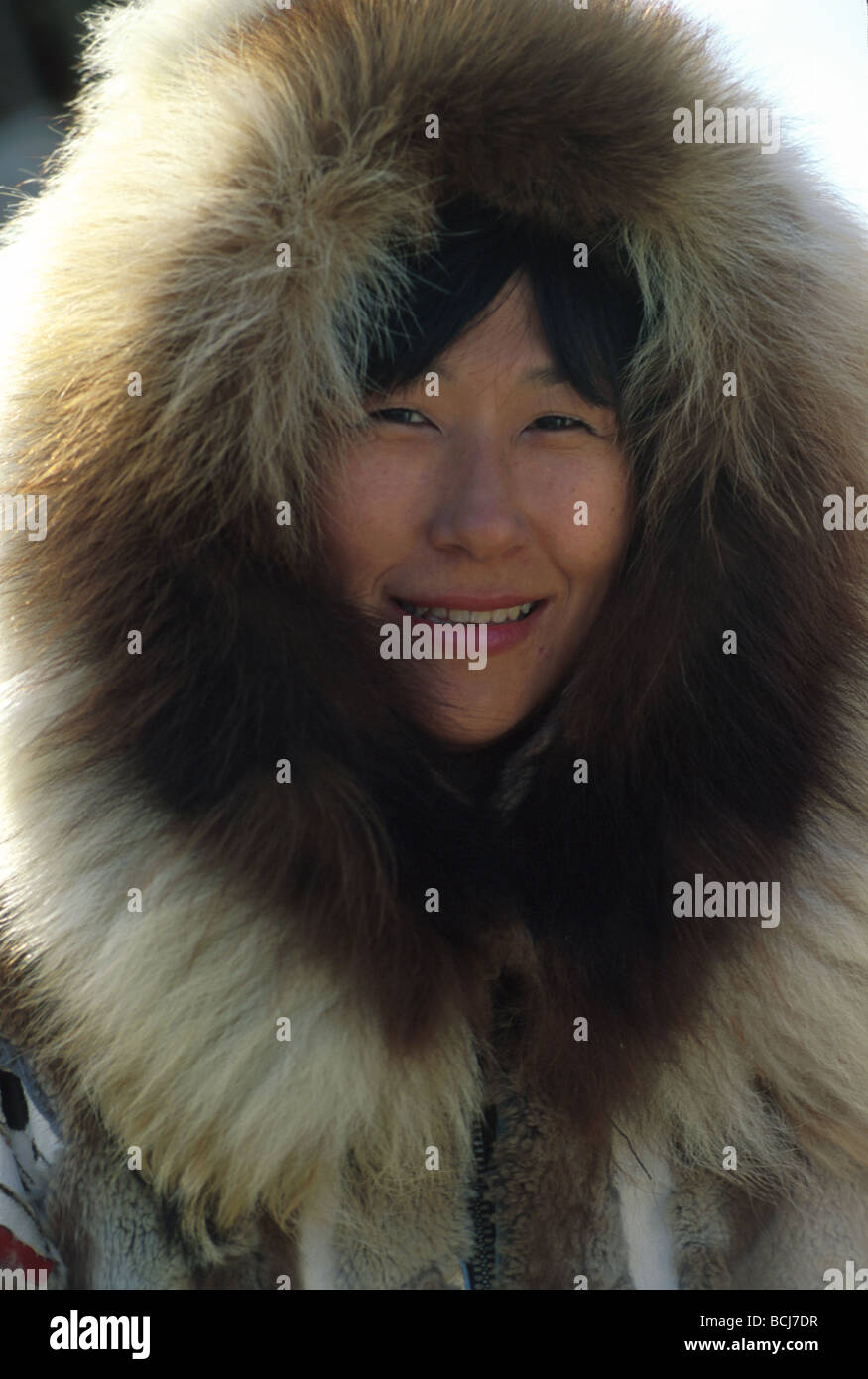 Alaska Native Eskimo woman in fur parka Kotzebue AK/nportrait Inupiat ...