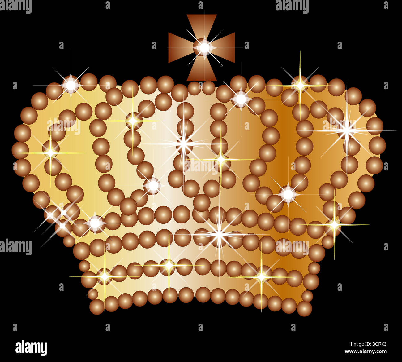 Illustration of a golden crown on black background Stock Photo - Alamy