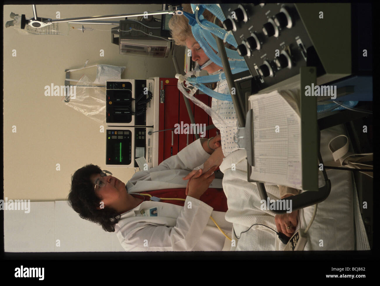 Nurse W/Patient on Respirator Valley Hospital Palmer SC AK Stock Photo