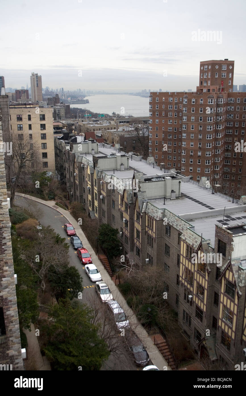 Looking South down the Hudson River from the Washington Heights section of Manhattan Stock Photo