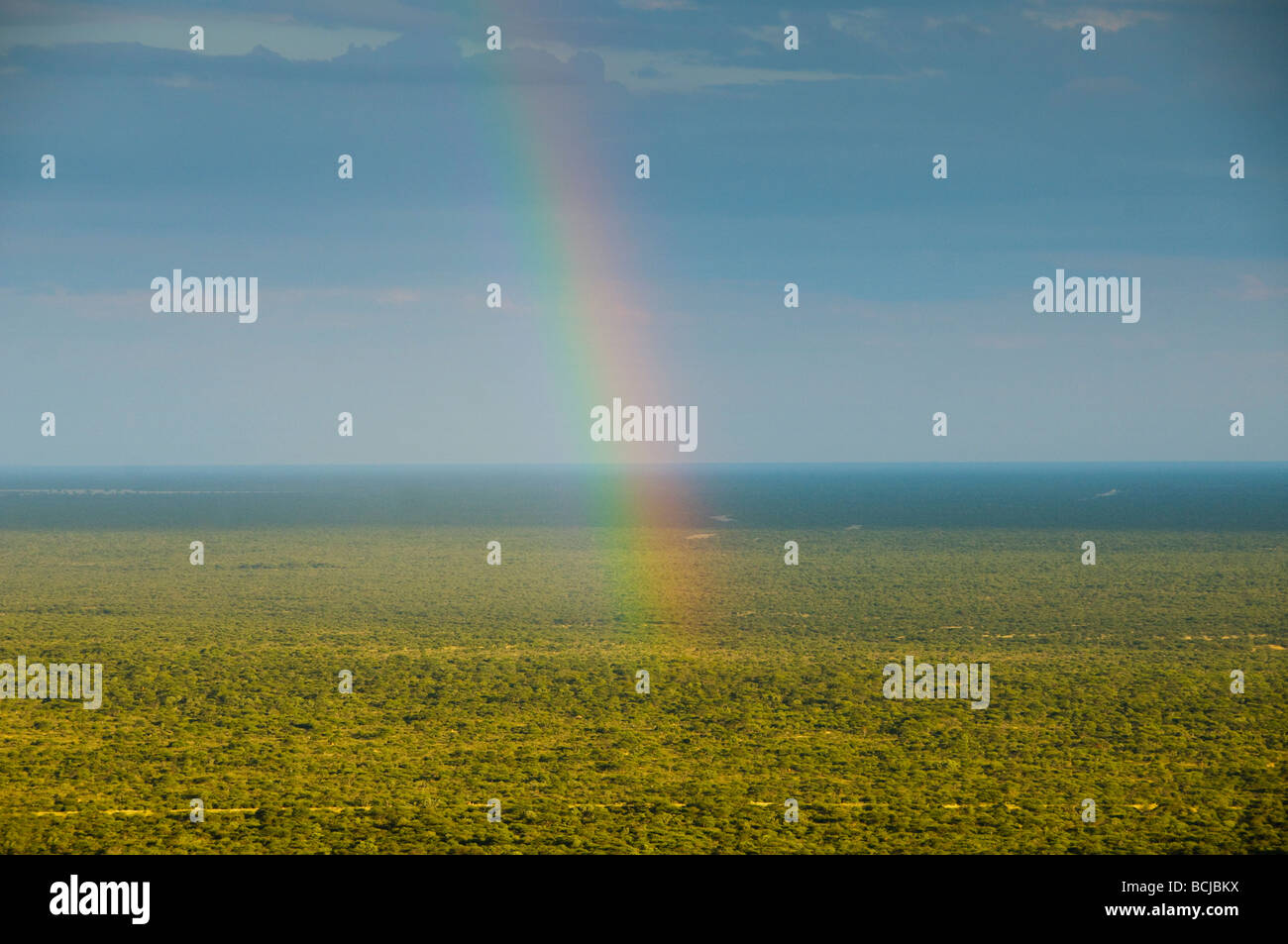 rainbow seen from Waterberg National Park in Namibia Stock Photo