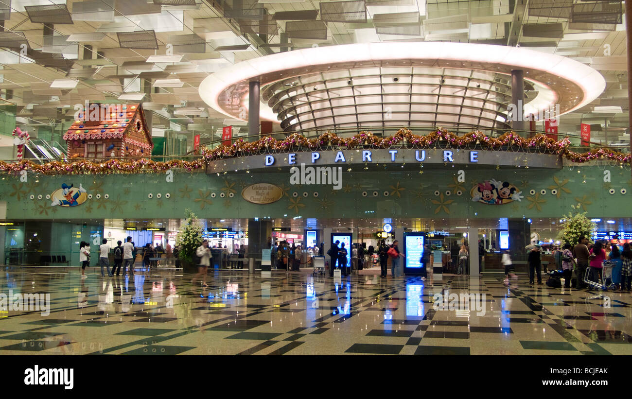 Terminal Three departure hall interior Singapore Changi Airport Stock Photo