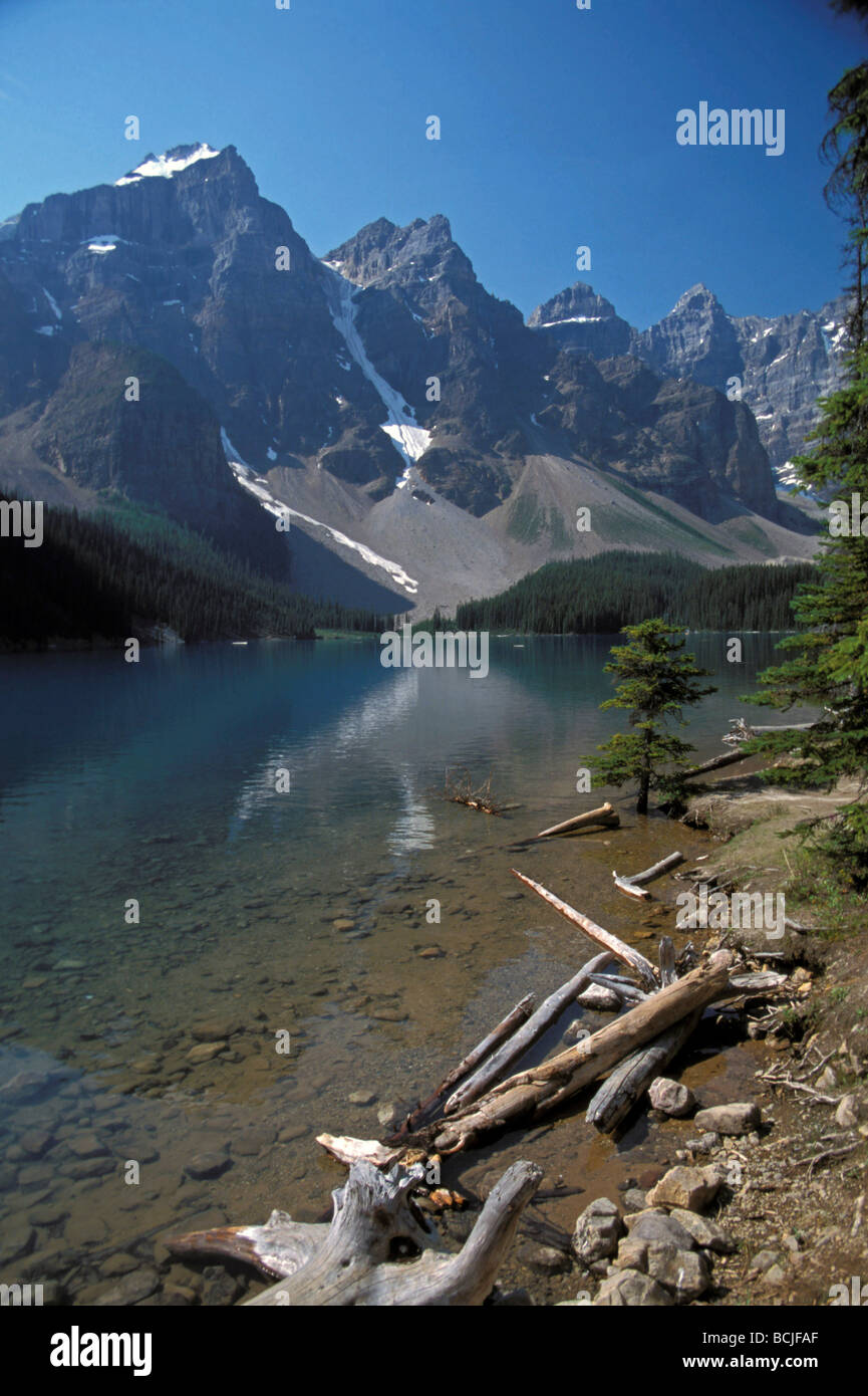 Canadian Rockies Reflect in Moraine Lake Banff NP Canada Summer Stock ...