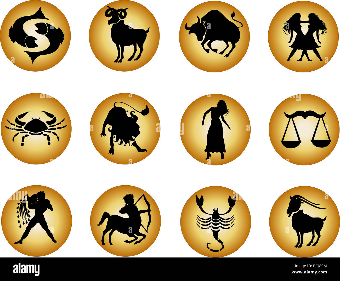 a illustration of a set of zodiac buttons Stock Photo Alamy