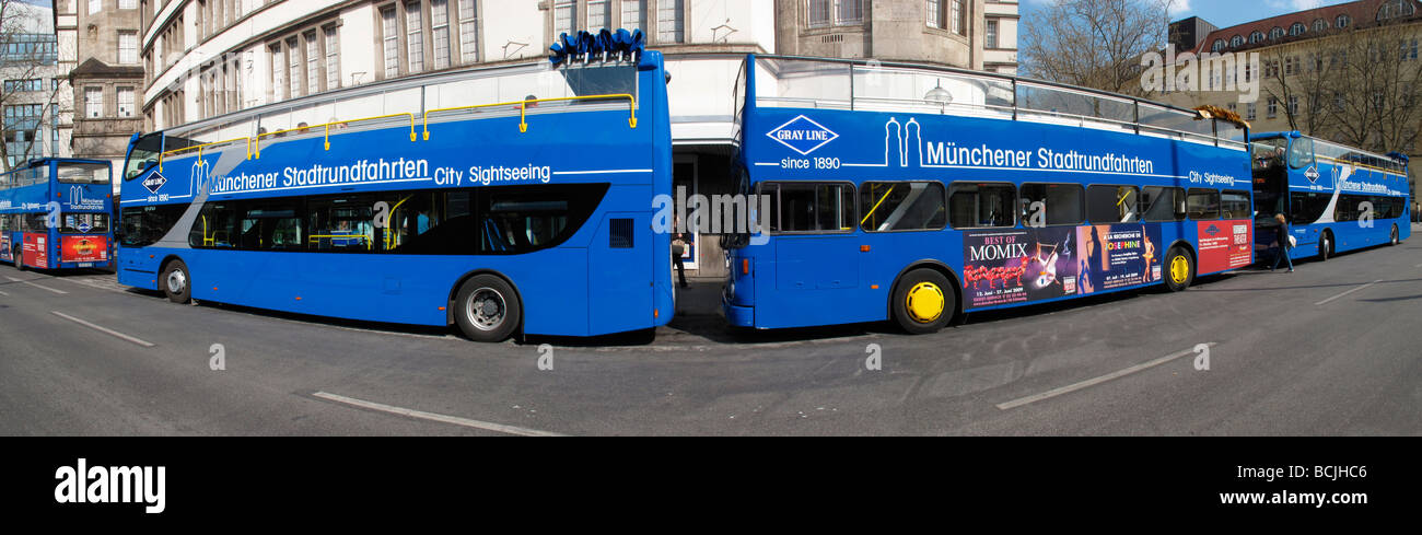 Munich urban tourist double deck tour bus Munich Bavaria Germany April 09 Stock Photo