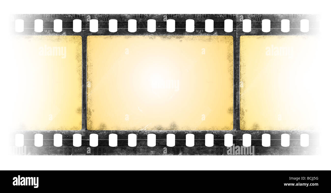 Old film frames in grunge style - transparency - filmstrip Stock Photo