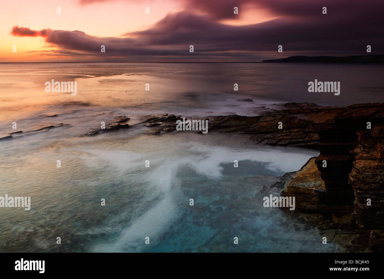 Midsummer twilight from Birsay West Mainland Orkney Islands UK Stock Photo