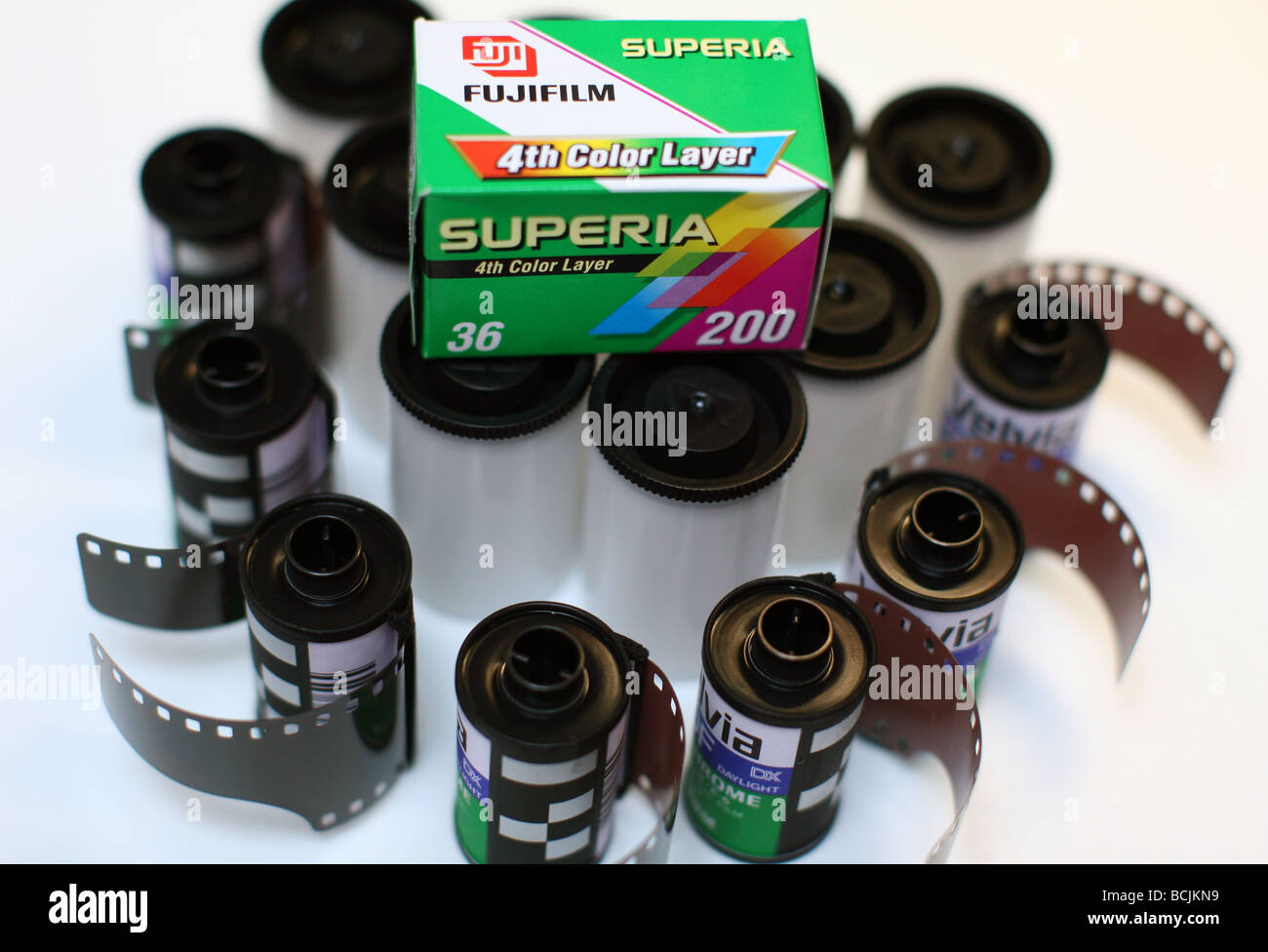 Rolls of 35mm Fuji colour film Stock Photo