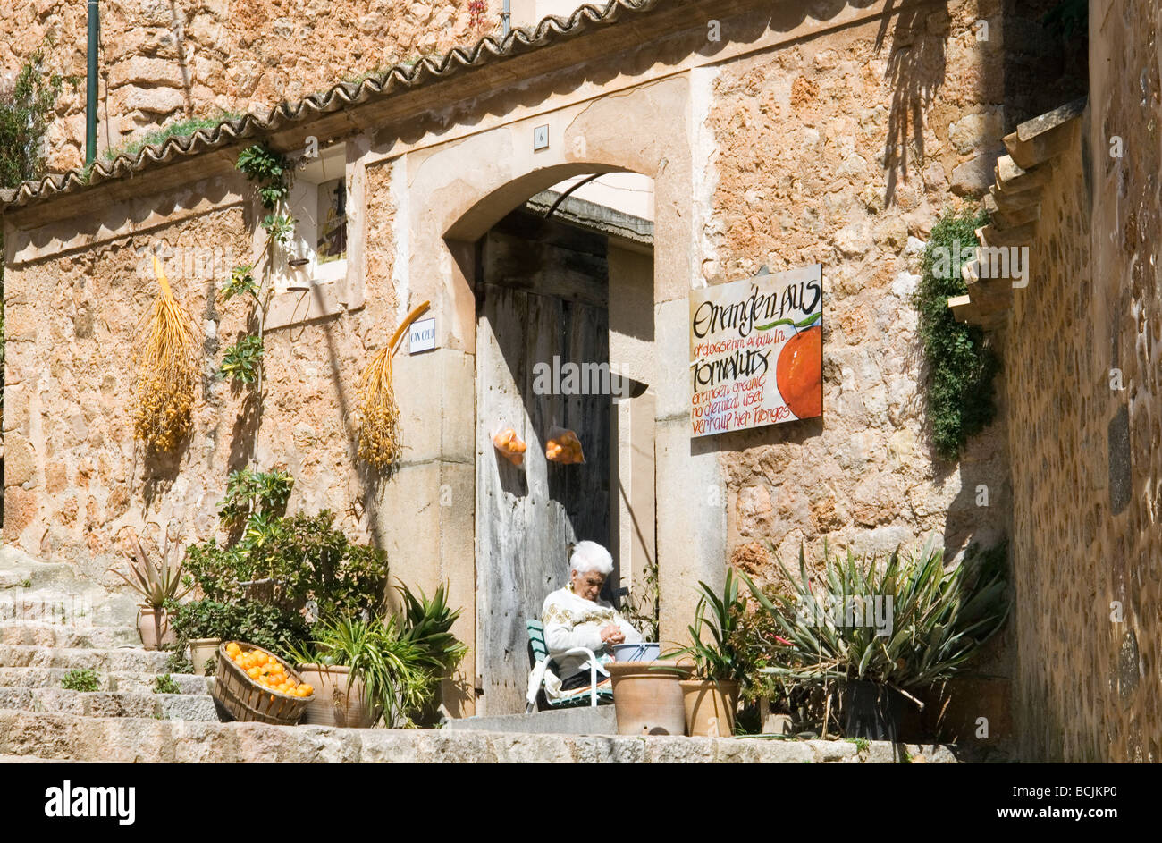 The village Fornalutx on the Balearic Island Mallorca, Spain. Stock Photo