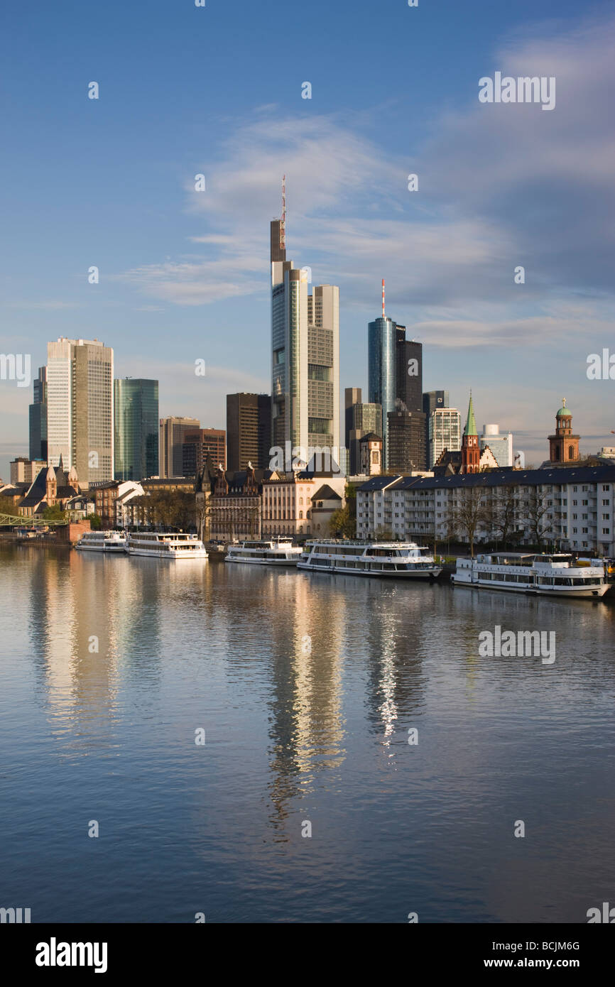 Germany, Hessen, Frankfurt-am-Main, City View along Main River Stock Photo