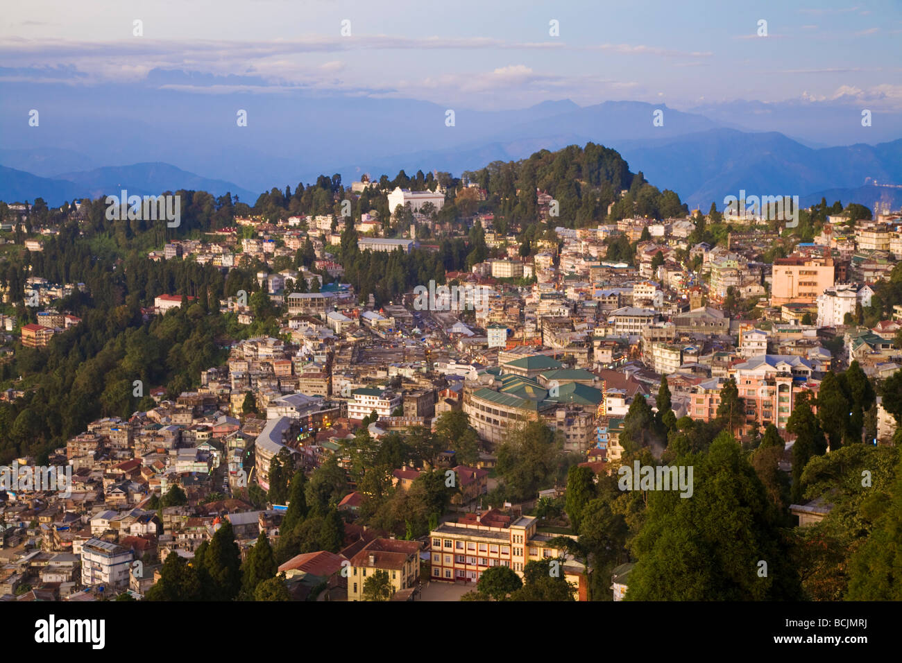 India, West Bengal, Darjeeling, View of City center Stock Photo