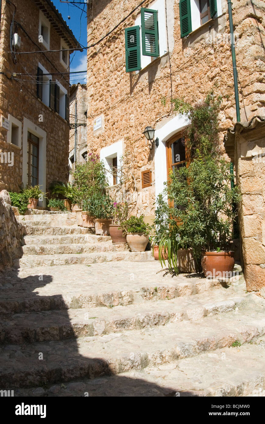 The village Fornalutx on the Balearic Island Mallorca, Spain. Stock Photo
