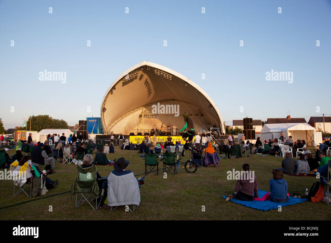 Audience and stage, Spratton Folk Festival, Northamptonshire, England, UK Stock Photo