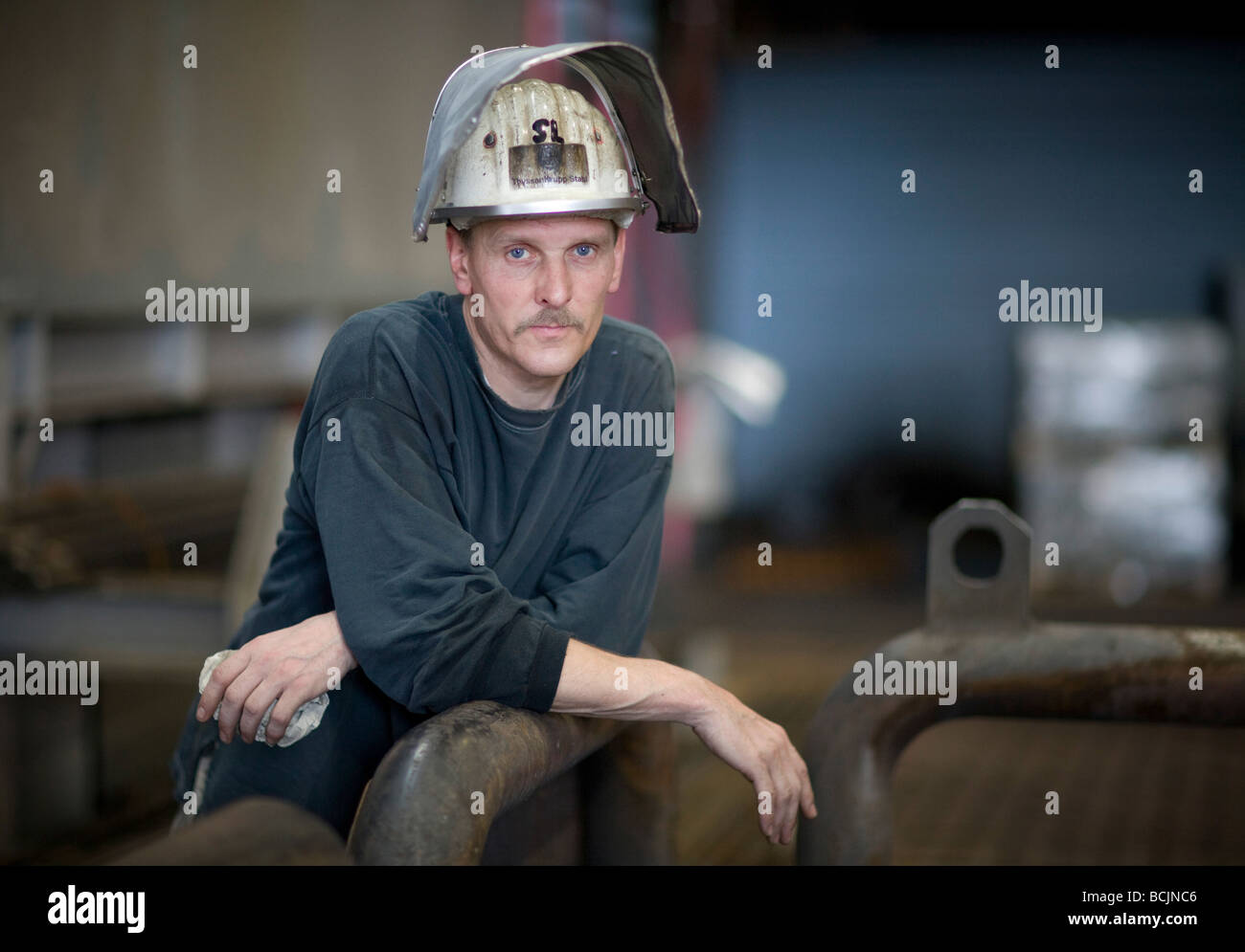 Worker at ThyssenKrupp Steel AG Stock Photo