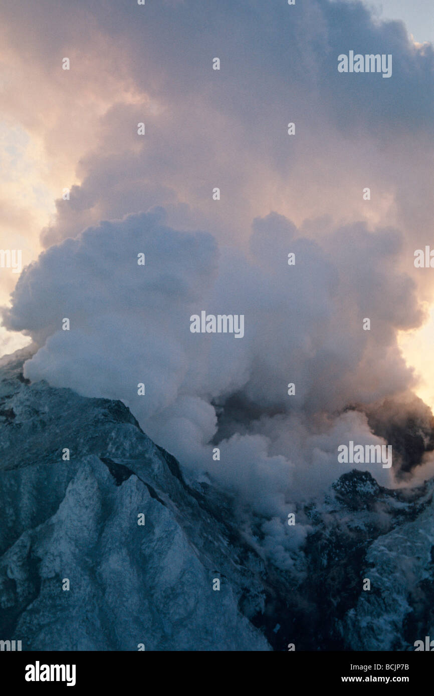Steam Rises From Crater of Mt Augustine Volcano AK SW Winter 1976 Stock ...