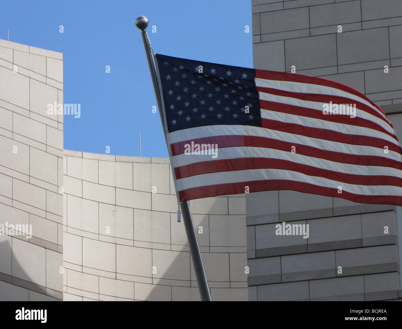 Germany Berlin American flag of US ambassador May 09 Stock Photo