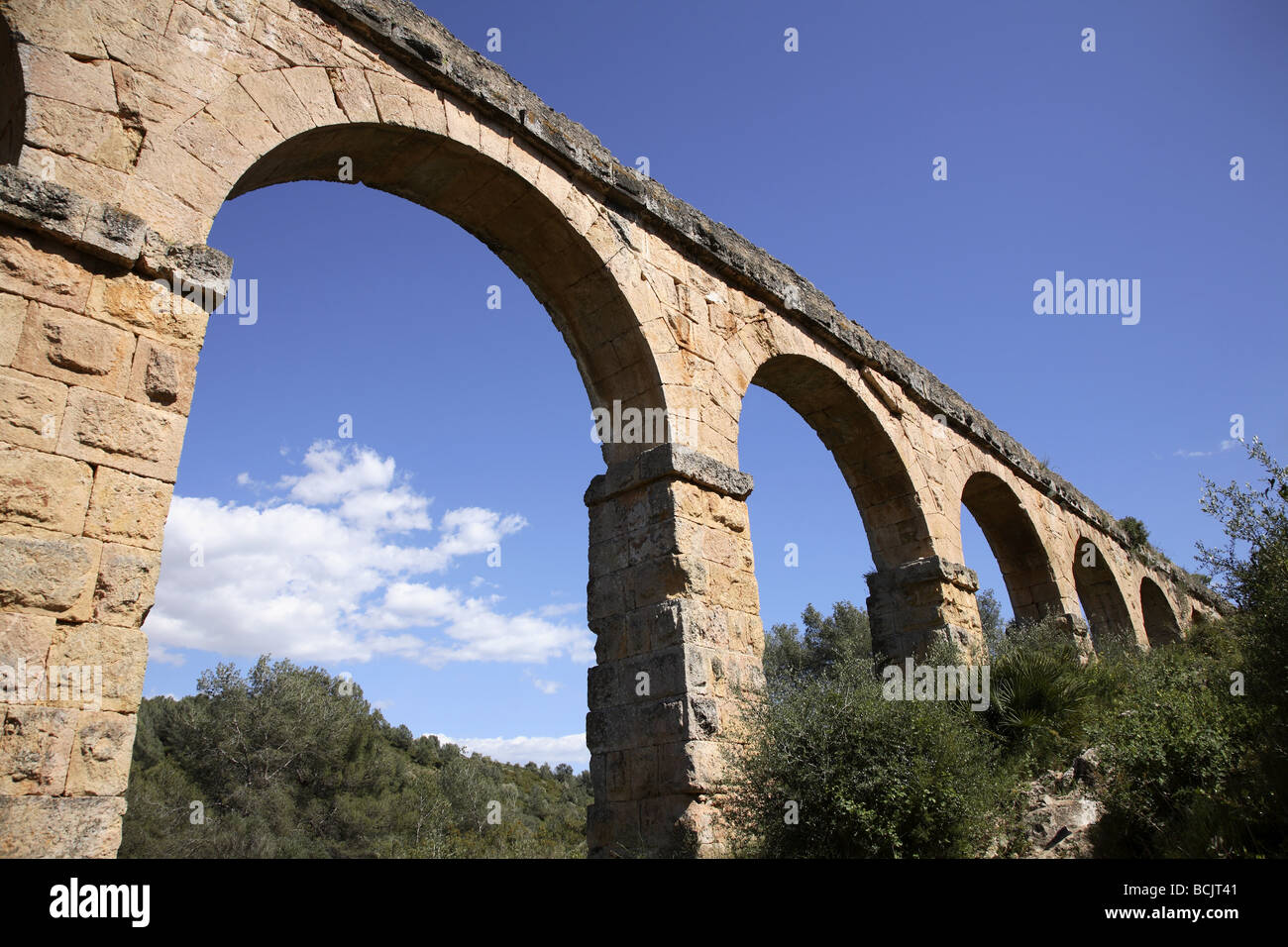 Roman aqueduct tarragona Stock Photo