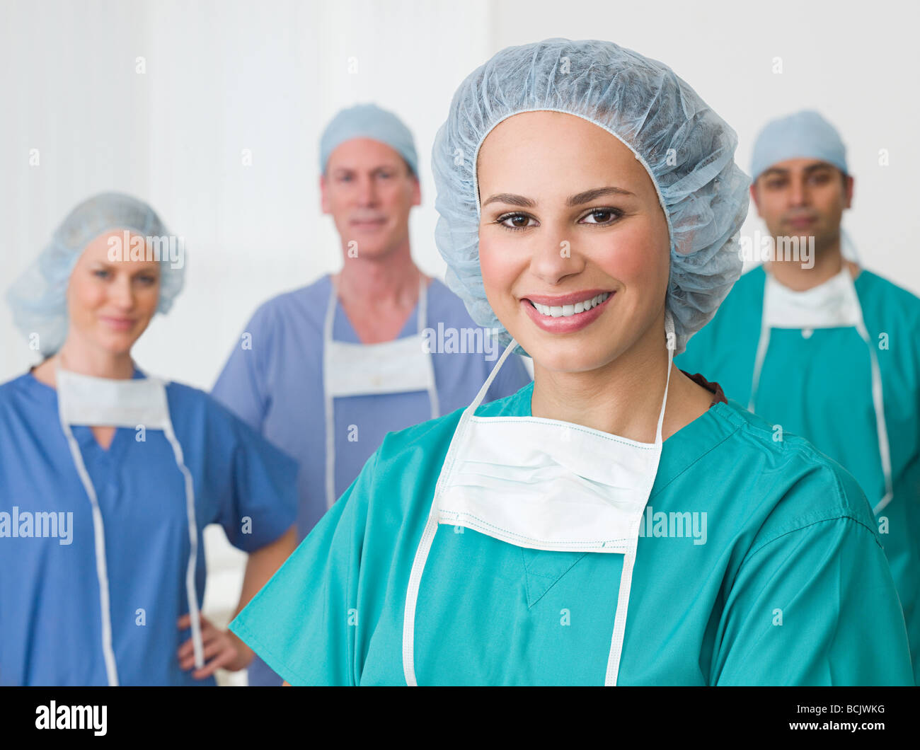 Portrait of four surgeons Stock Photo Alamy