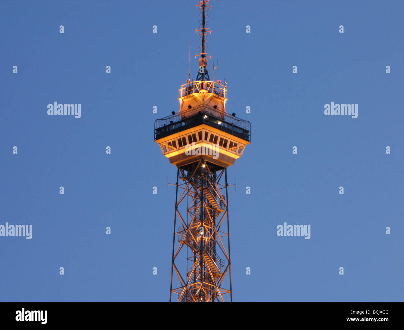 Berlin Funkturm Broadcasting tower at Messe at dusk May 09 Stock Photo