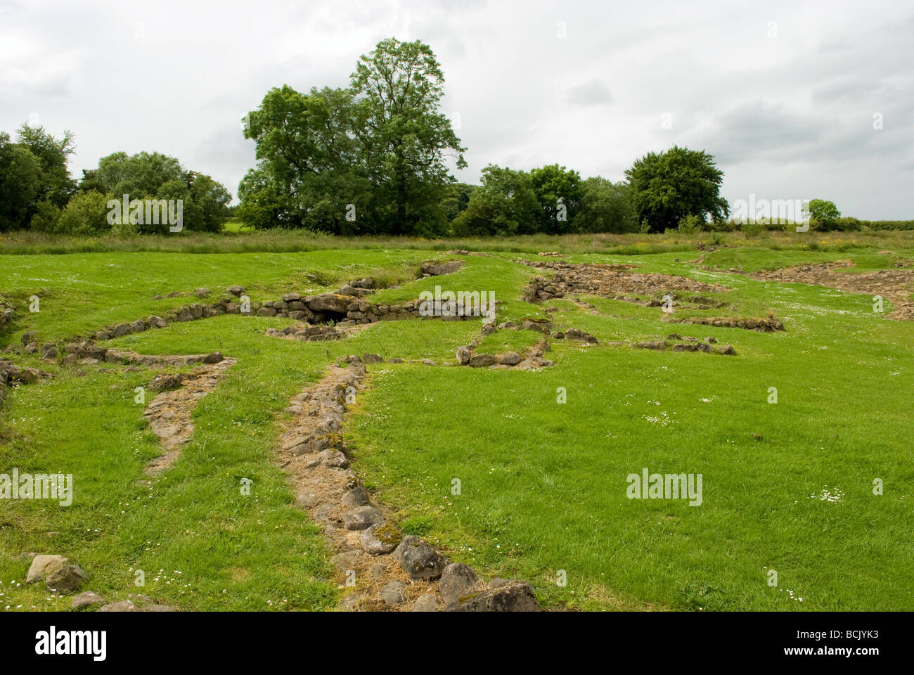 Archeological site of Iron Age settlement at Ballywee in County Antrim, Northern Ireland Stock Photo