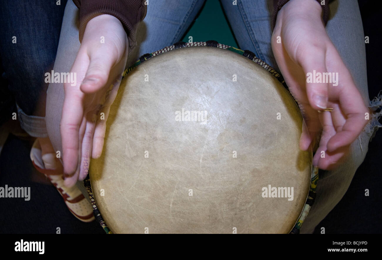 hands in an african drumming Stock Photo Alamy