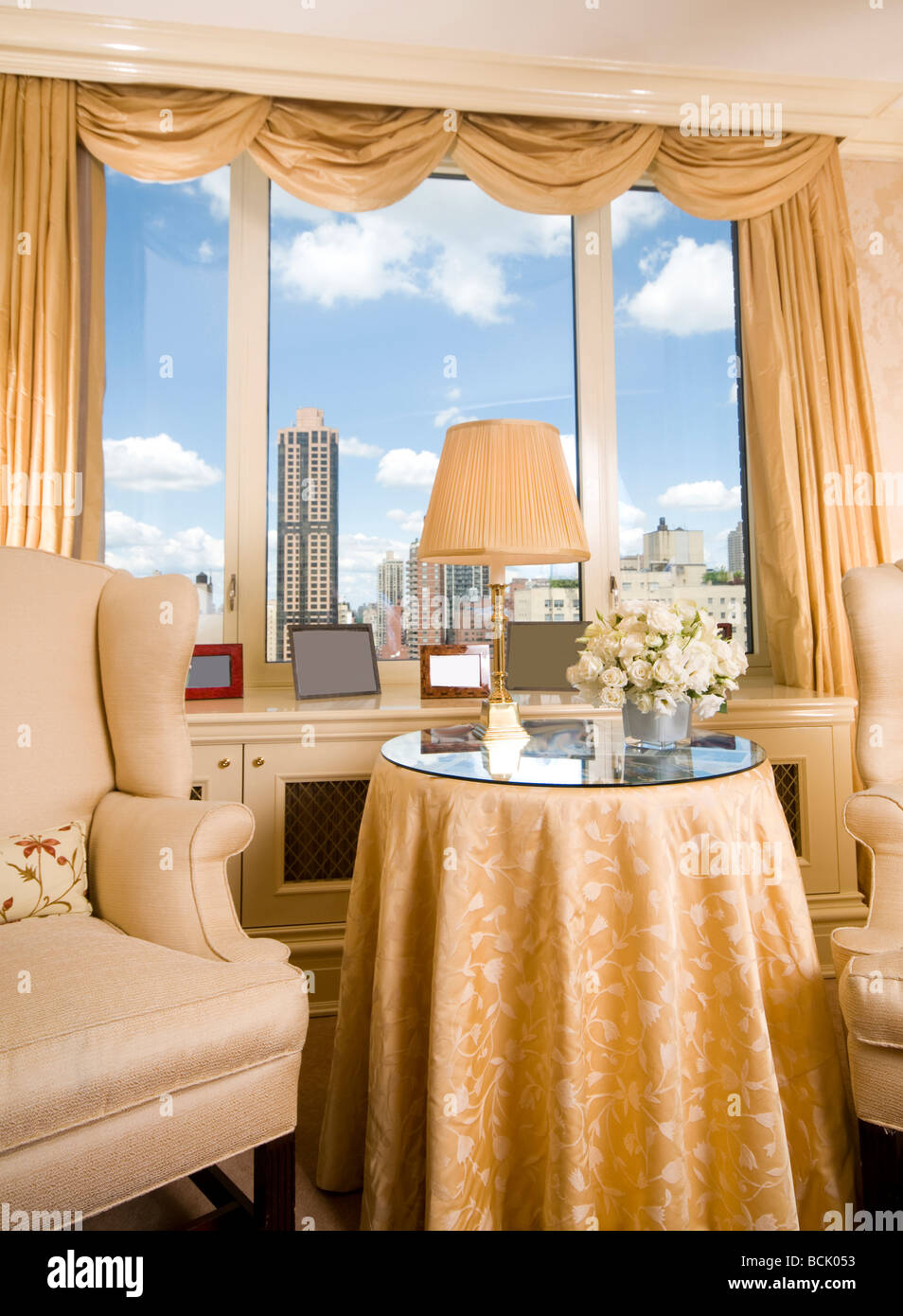 Illustration of City Skyline From Penthouse Suite