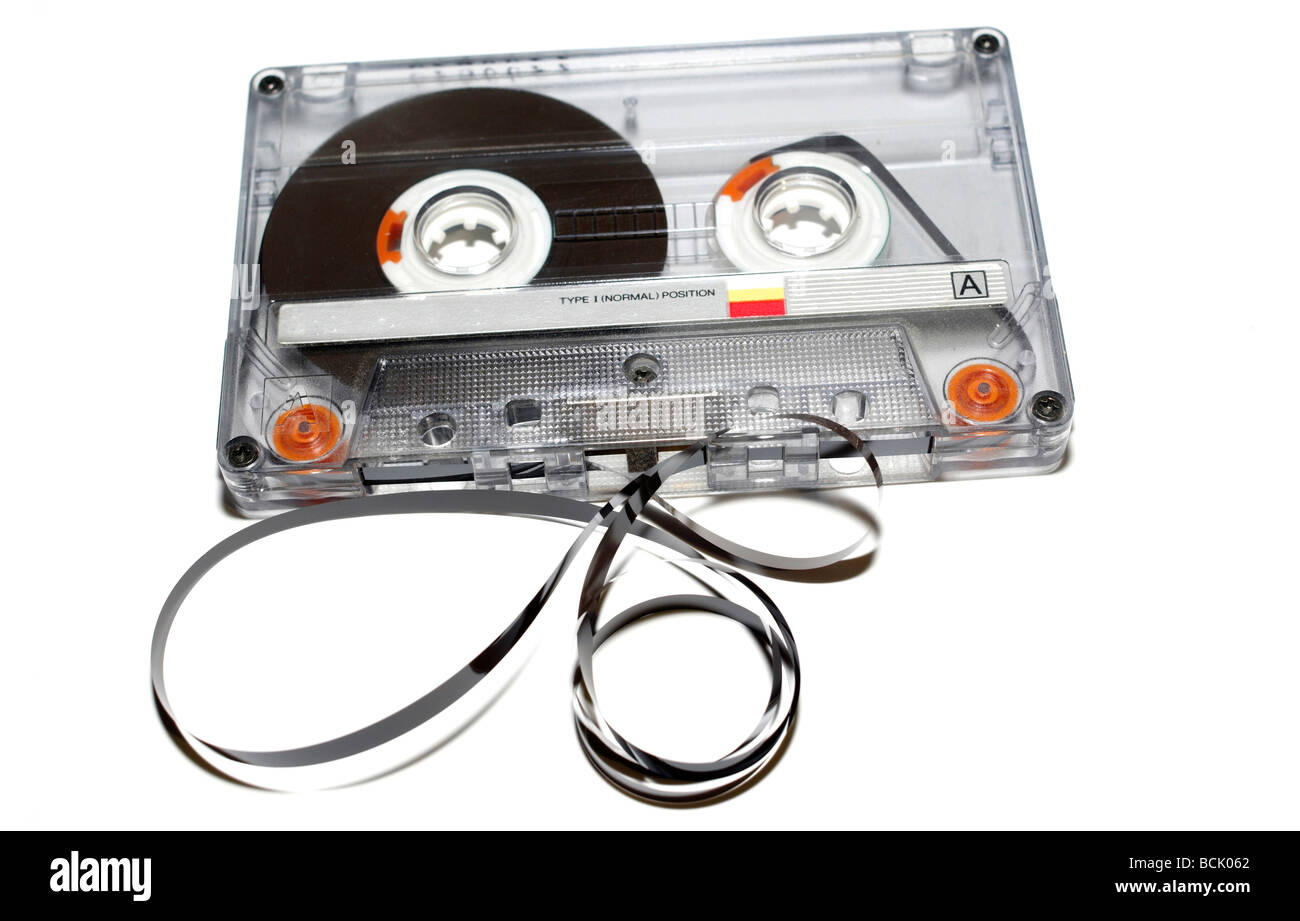 old audio tape on white background Stock Photo