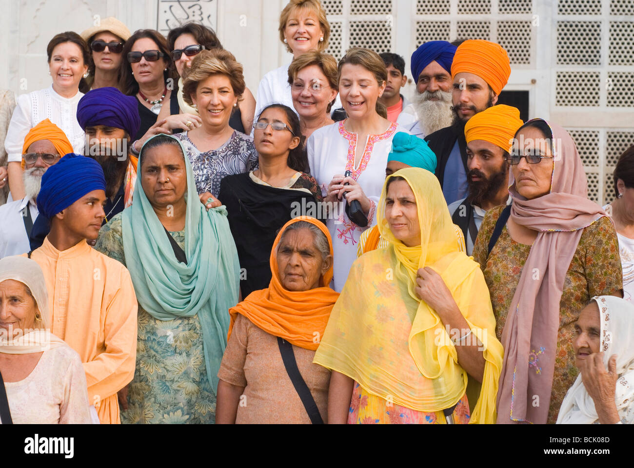 Multinational crowd at the Taj Mahal palace. Stock Photo