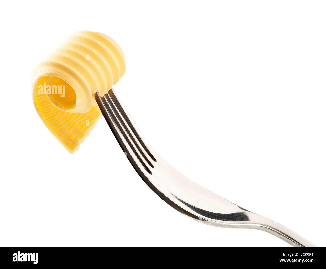 Butter curl on a fork Stock Photo Alamy