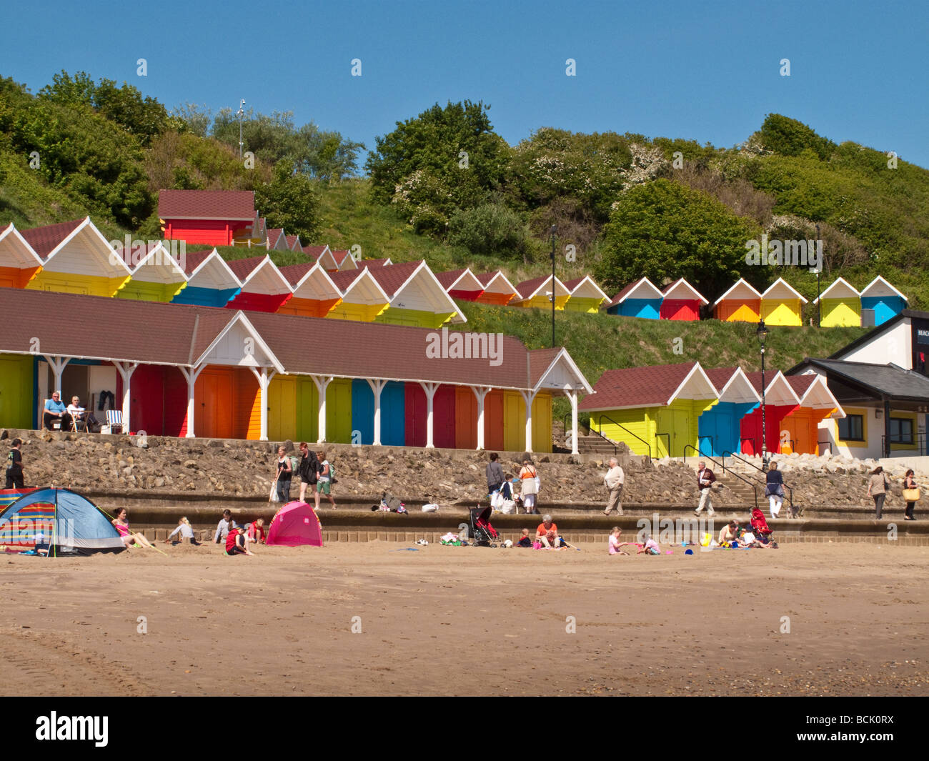 Beach Chalets North Bay Scarborough Yorkshire UK Stock Photo Alamy