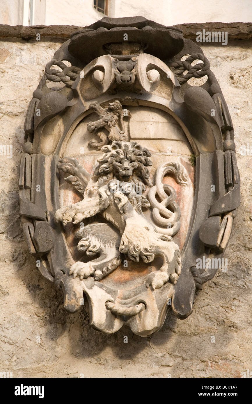 The coat of arms of Salzburg within the walls of Hohensalzburg in