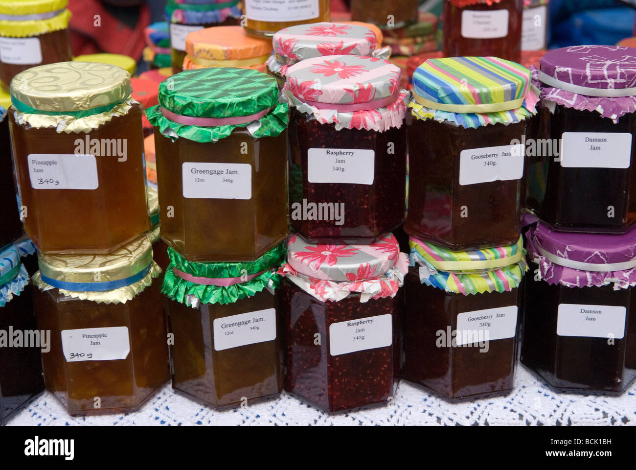 Traditional home made jam for sale at the South Stoke Berkshire May 1st village fair England