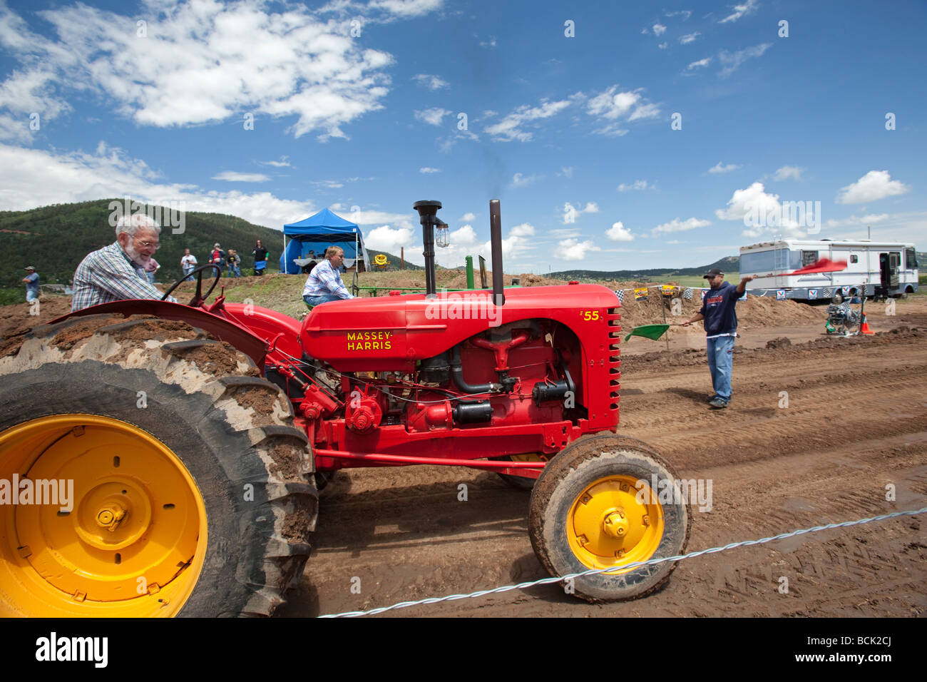 Palmer Lake Colorado The annual tractor pulling contest among ranchers on the high plains south of Denver Stock Photo