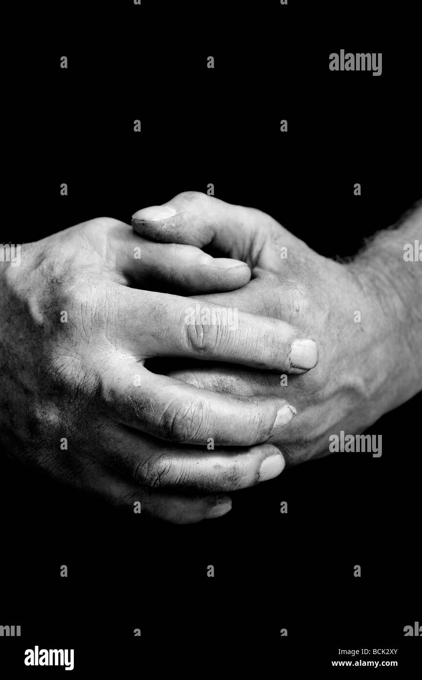 Dirty hands of a working man Stock Photo