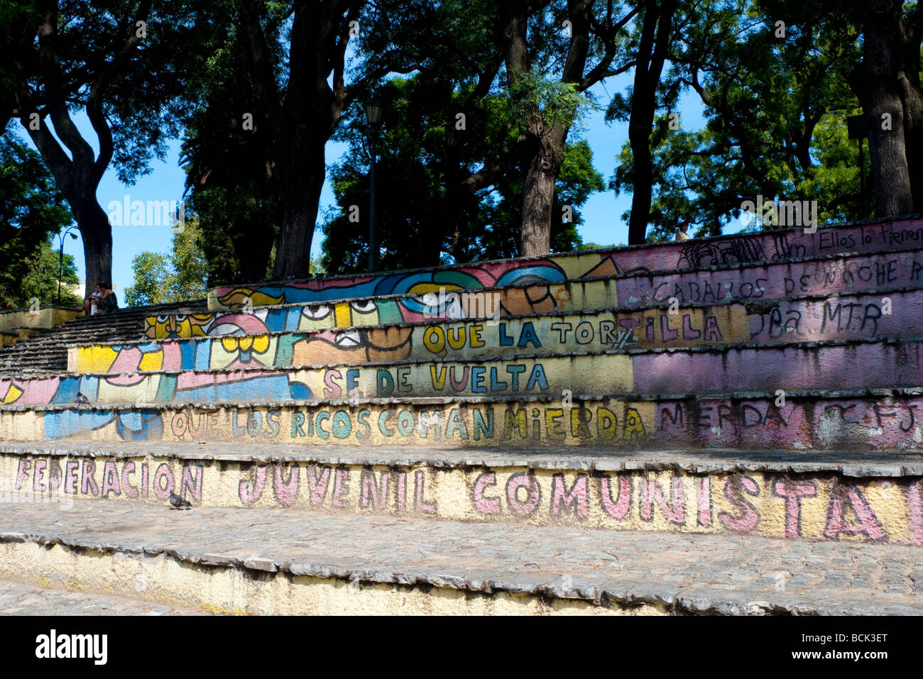 Photograph of steps in the park, San Telmo, Bueno Aires, Argentina Stock Photo