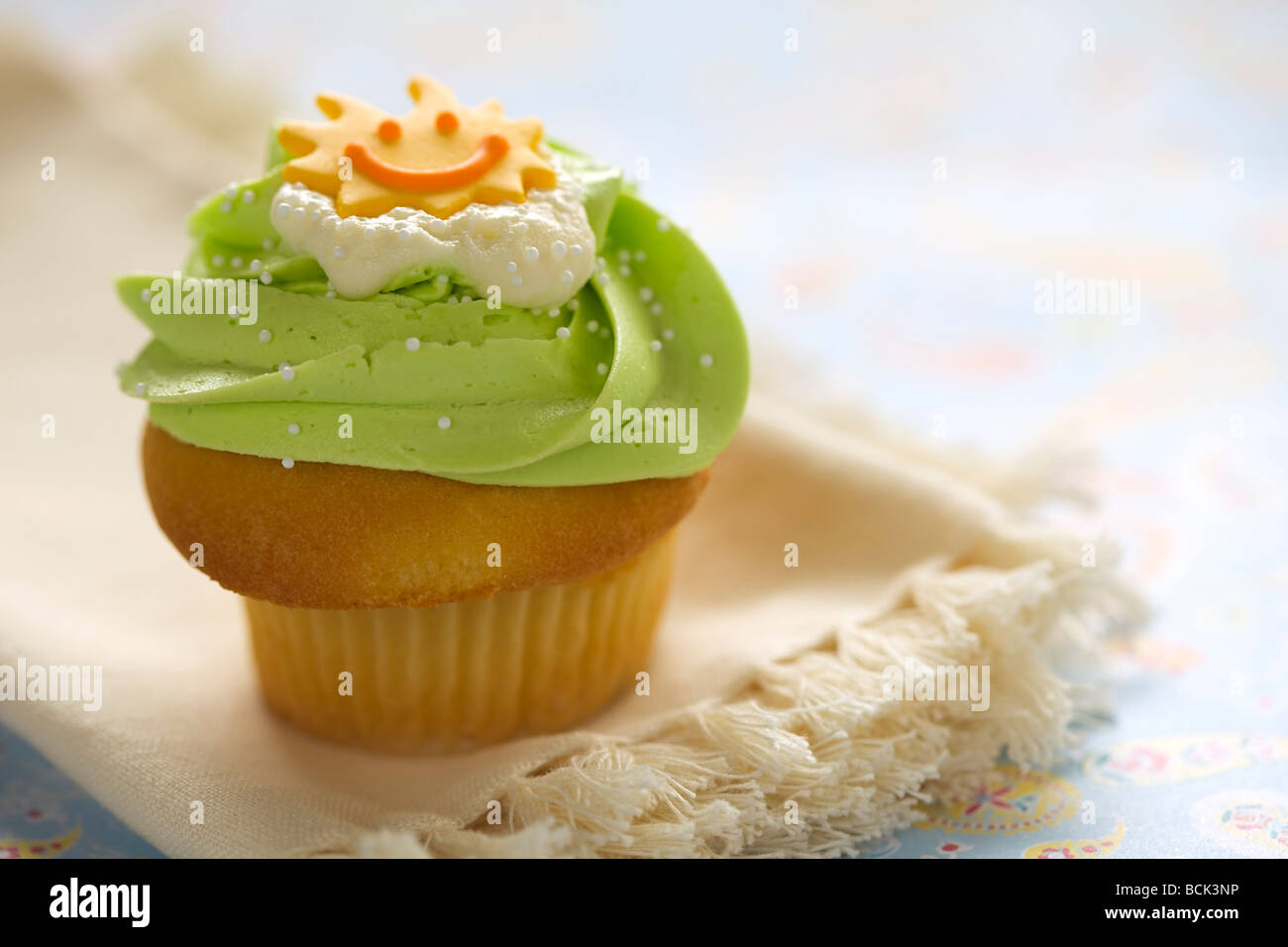 Close-up cupcakes with frosting and sprinkles Stock Photo