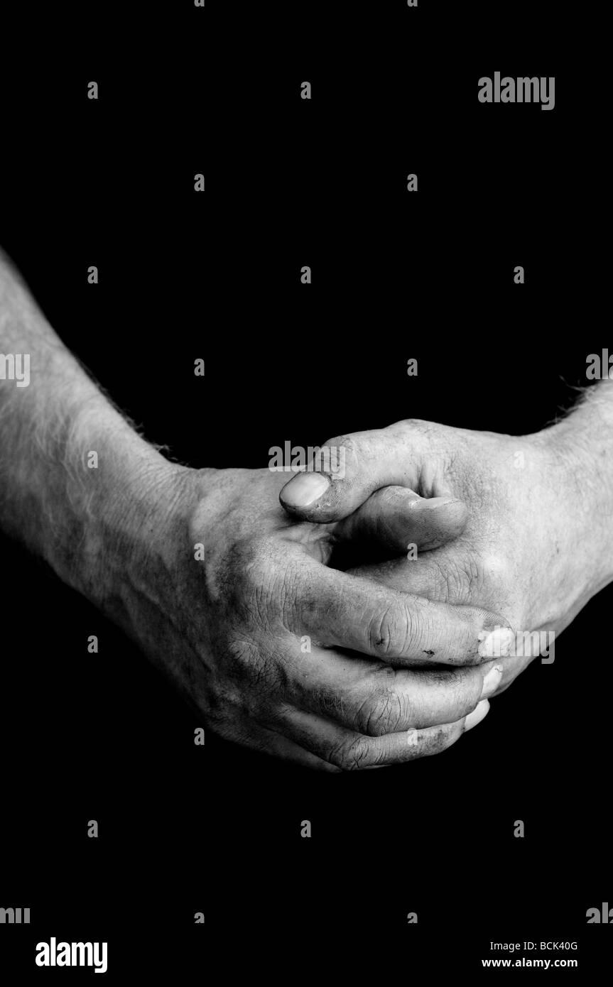 Dirty hands of a working man Stock Photo
