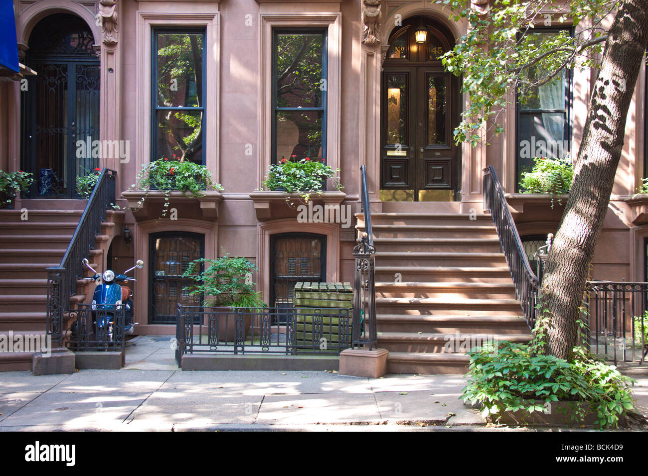 Elegant residential entrances in Brooklyn Heights, New York Stock Photo