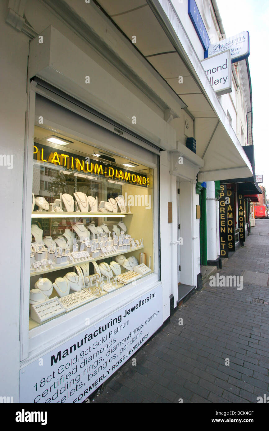 The Jewellery Quarter in Birmingham Jewellers shop window Stock Photo 