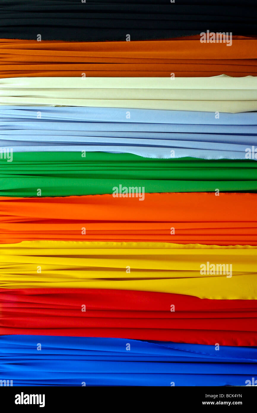 Indoor rag market Materials silk cloth fabric Stock Photo